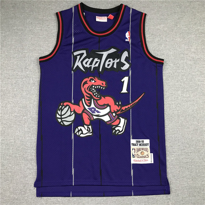 Toronto Raptors #1 McGrady MN Raptors 1 White Big Dragon Retro Logo Style 2