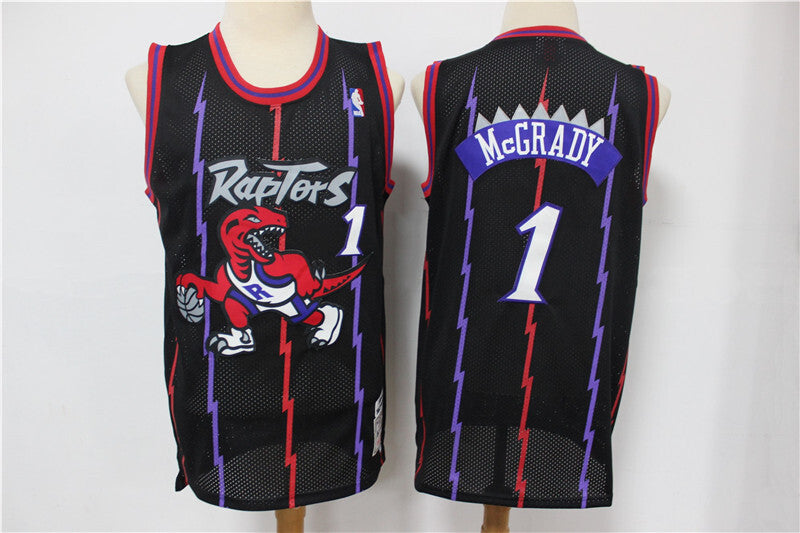 Toronto Raptors #1 Tracy McGrady Raptors #1, #15 Big Dragon Black Retro Limited Edition Jersey