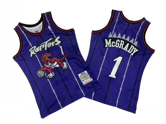 Toronto Raptors #1 Tracy Mcgrday Raptors 1 # Purple Big Dragon 98-99 Season Mitchell Retro Jersey Style 2
