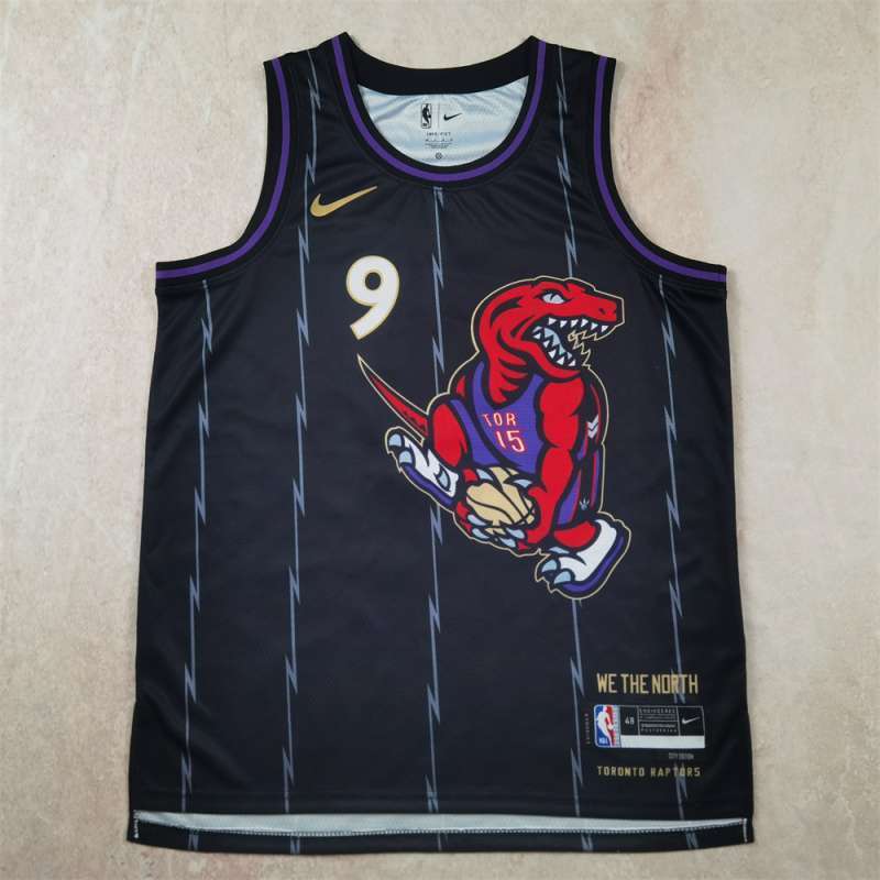 Toronto Raptors #9 RJ Barrett Hot Press Raptors 9 Black City Edition s-xxl Style 2