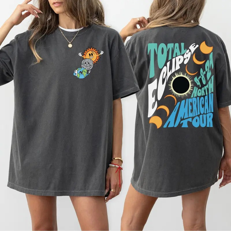 Total Solar Eclipse 2024 Shirt Double-sided Comfort Colors Shirt April 8th 2024 Shirt Eclipse Event 2024 Shirt Gift For...