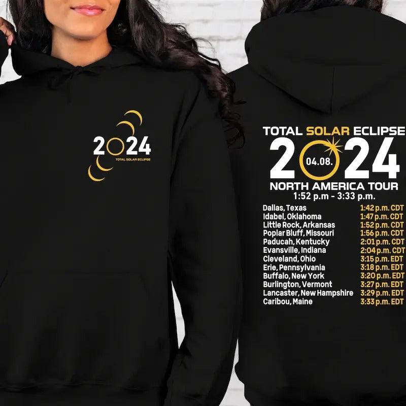 Total Solar Eclipse 2024 Sweatshirt, Double-Sided Celestial Sweatshirt, April 8th 2024 Sweatshirt, Eclipse Event 2024...