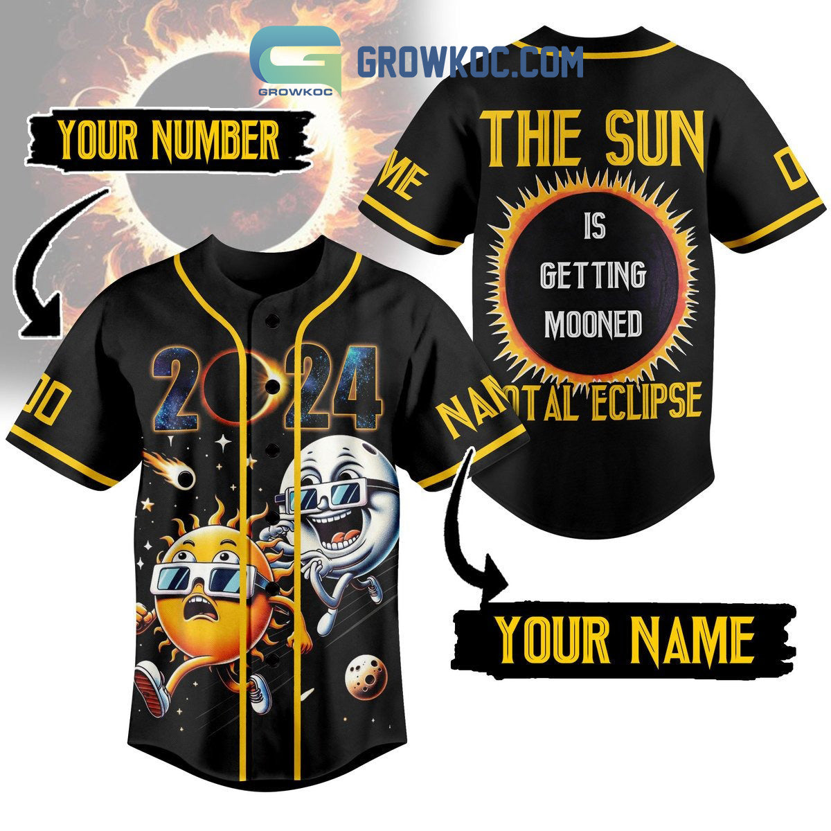 Total Solar Eclipse 2024 The Sun Is Getting Mooned Fan Personalized Baseball Jersey