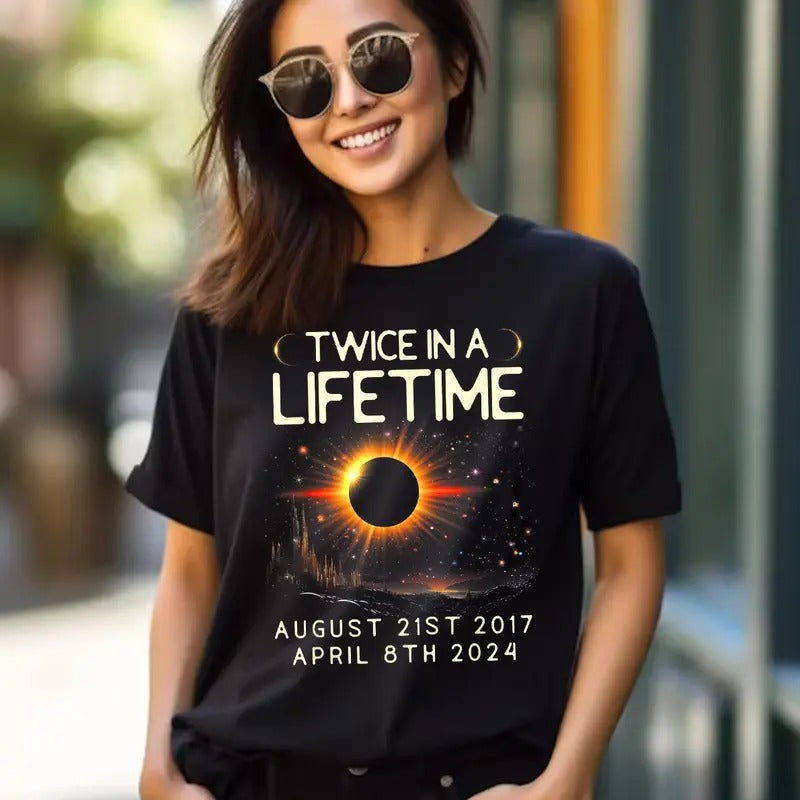 Total Solar Eclipse 2024 Unisex Shirt, Twice In A Lifetime Solar Eclipse Shirt, April 8 2024 shirt, Path of Totality Tee,...
