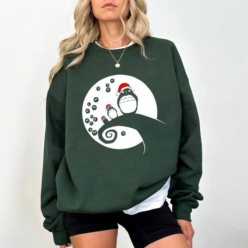 Totoro Christmas Sweatshirt, Studio Ghibli Shirt, Spirited Away, Miyazaki Hayao, Studio Ghibli Fans, Anime Christmas...