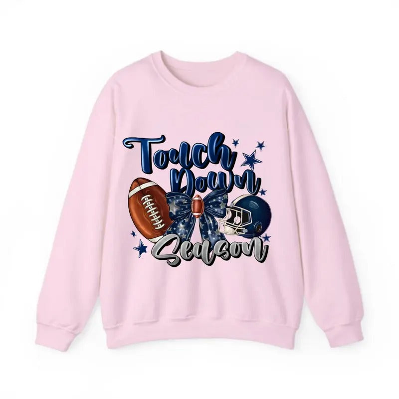 Touch Down Season Sweatshirt, Football Season Retro Football Sweatshirt, Funny Football Mom Sweatshirt, Game Day Touch...