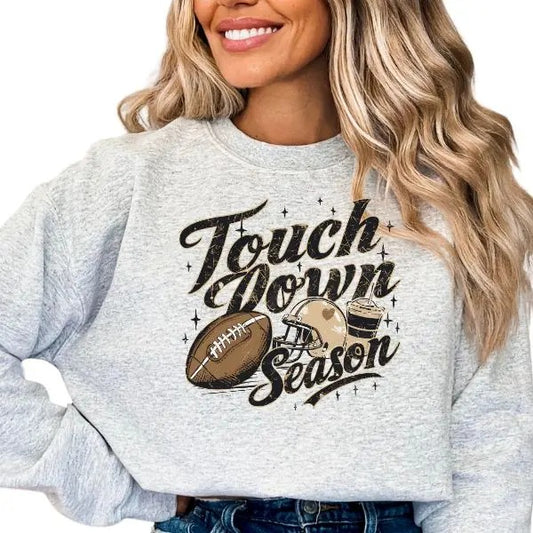 Touchdown Season Football Crewneck Sweatshirt - Hoodie, Oversized Trendy Sweatshirt for Football Moms, Long Sleeve...