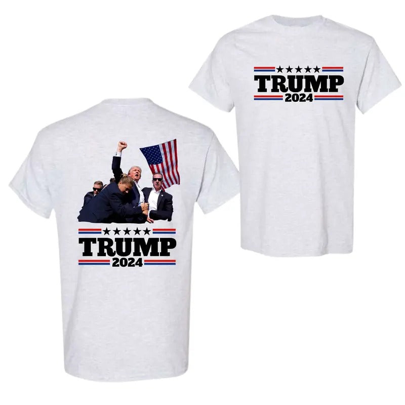 Tr .ump 2024 Survived Shot At Election Rally T-Shirt, Tr .ump 2 Sided T-Shirt For Men And Women, Trendy Shirt Hoodie,...