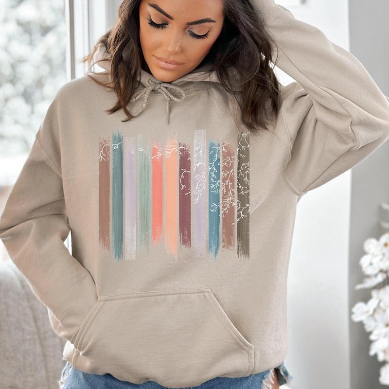 Trailing Vines, Nature, Botanical Stripes Hoodie T-Shirts, Sweatshirt | WearSparks.com