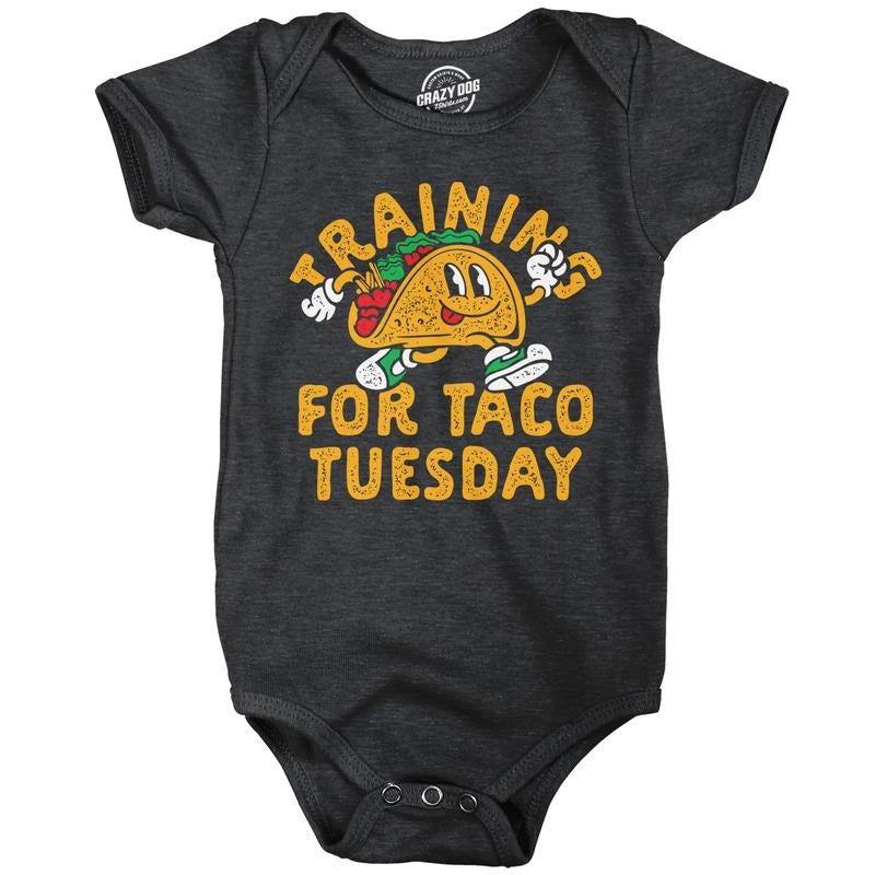 Training For Taco Tuesday Baby Bodysuit Funny Sarcastic Tacos Graphic Novelty Jumper For Infants Funny Baby Onesies...
