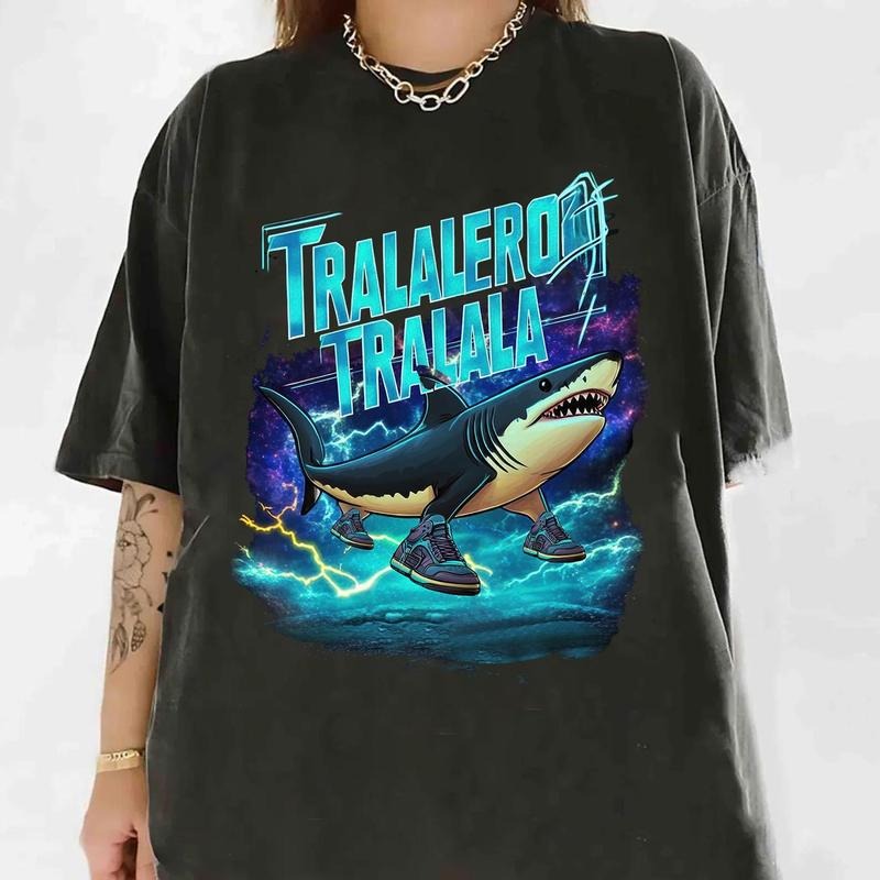 Tralalero Tralala Funny Shark Meme T-shirt, Brain Rot Tee, Stupid Gifts, Unhinged shirt, Shark With Shoes Meme Shirts,...