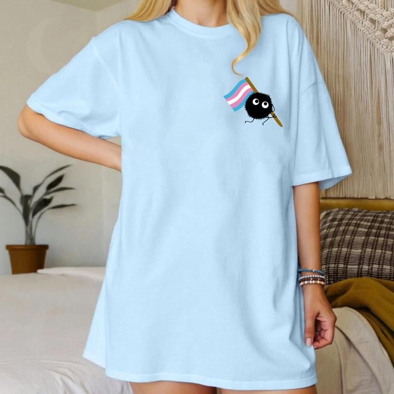 Trans Pride Soot Sprite Tee, Cute Studio-Inspired LGBTQ Shirt, Soot Sprite with Trans Flag Shirt Hoodie, Sweatshirt