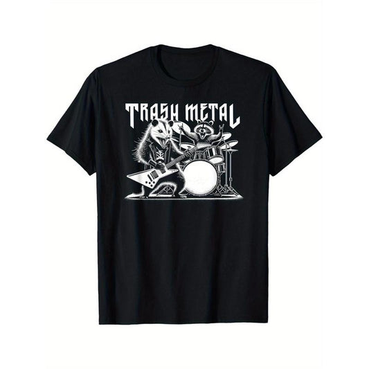 Trash Metal, Possum Raccoon Metal Music Possum Rock, Trendy Top Crew Neck T-Shirt, Comfortable Street Style T-Shirt,...
