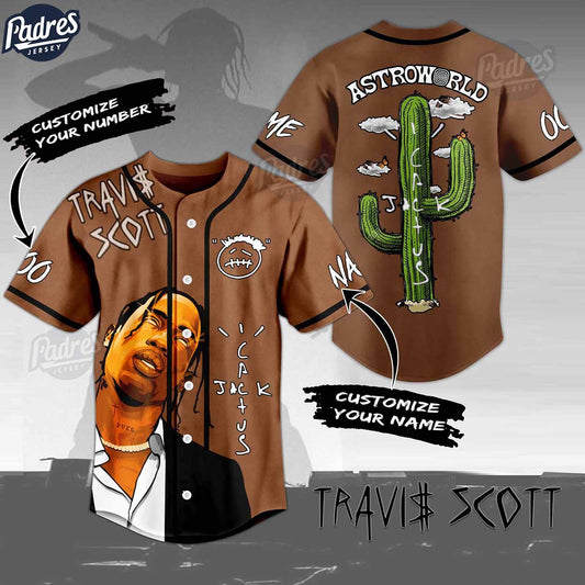 Travis Scott Astroworld Cactus Custom Baseball Jersey - Padres Jersey Oasis: Elevate Your Baseball Style Game... (Image 1)