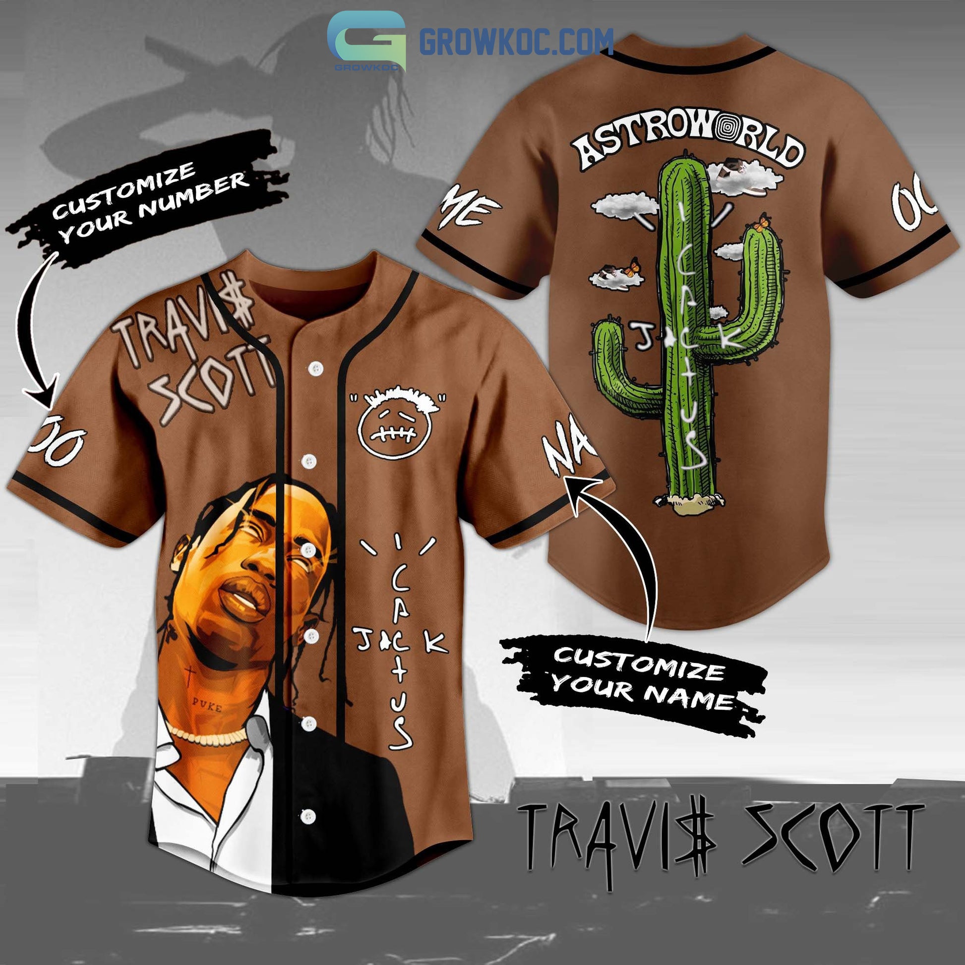 Travis Scott Astroworld Cactus Personalized Baseball Jersey