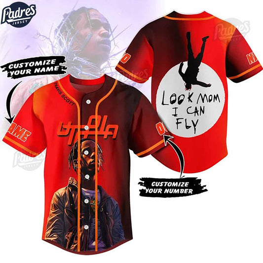 Travis Scott Look Mom I Can Fly Custom Baseball Jersey - Padres Jersey Oasis: Elevate Your Baseball Style Game... (Image 1)