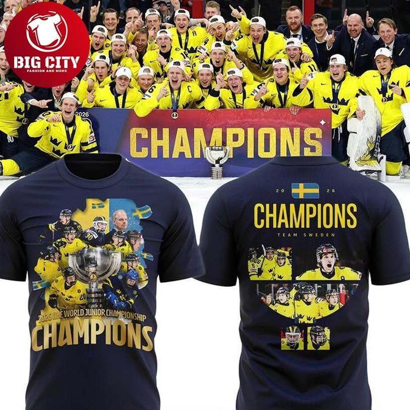 Tre Kronor 2026 IIHF World Junior Champions Hockey Two Sided Shirt