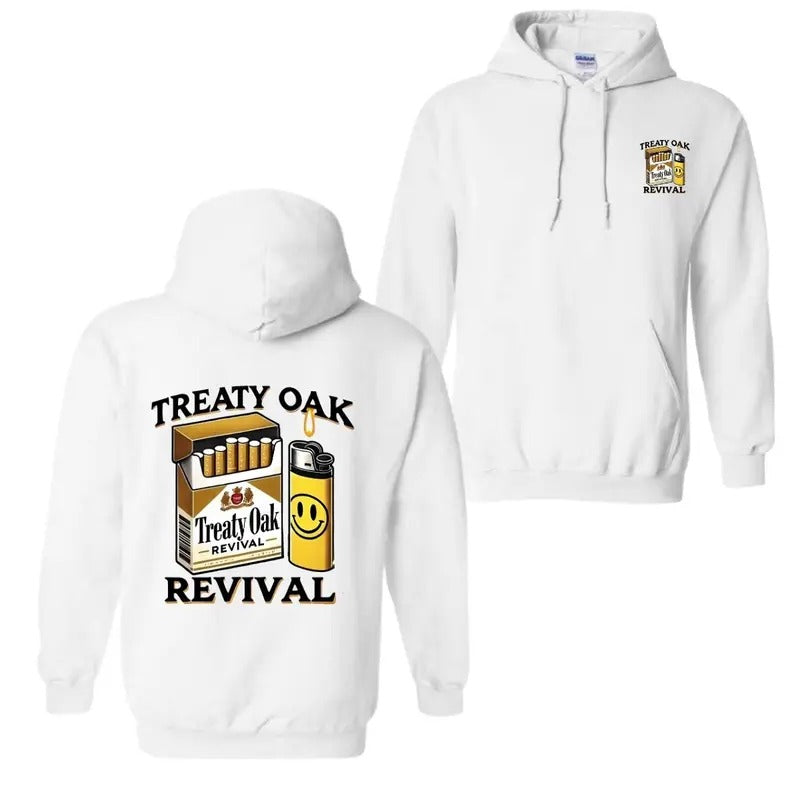 Treaty Oak Revival Hoodie  T-Shirt, Bold Graphic of a Cigarette Pack and Lighter Design, Trendy and Unisex Pullover,...