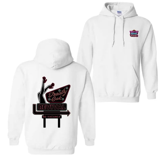 Treaty Oak Revival No Vacancy Hoodie - Bold Neon Sign Design Featuring Retro-Inspired Graphic,  Fabric Menswear Fabric...