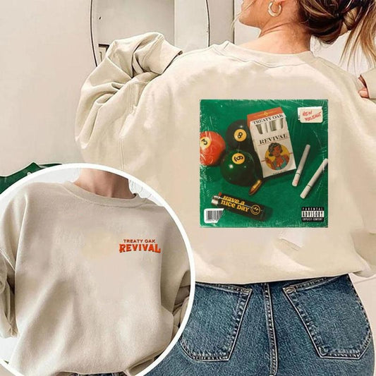 Treaty Oak Revival Sweatshirt - Unique Album Cover Design With Pool Balls And, Ideal For Music Fans And Street Fashion...