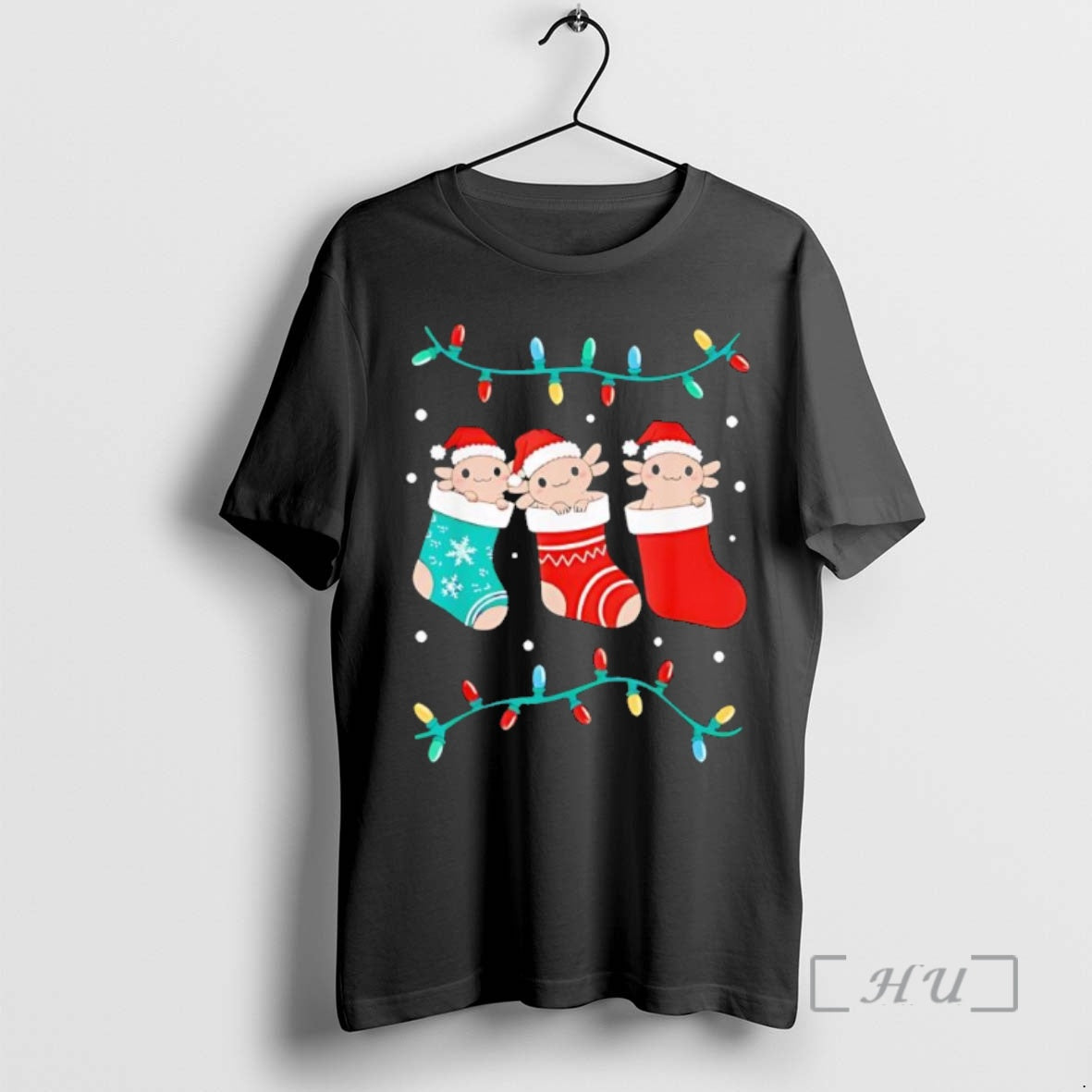 Trending Axolotl Christmas Stocking Black T-Shirts, Hoodie, Sweatshirt | WearSparks.com
