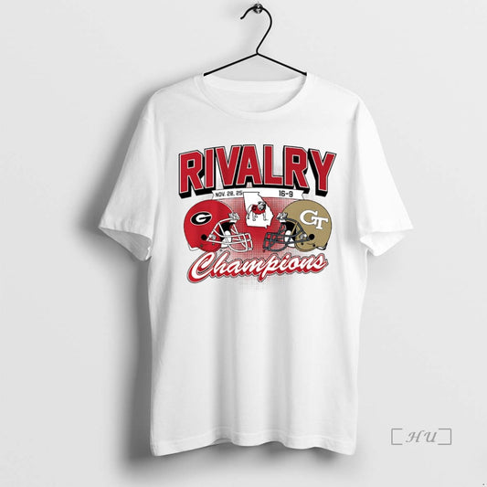 Trending Georgia Bulldogs Vs Georgia Tech Yellow Jackets Rivalry Champions 2025 Premium T Shirts Sweater Hoodie, Sweatshirt