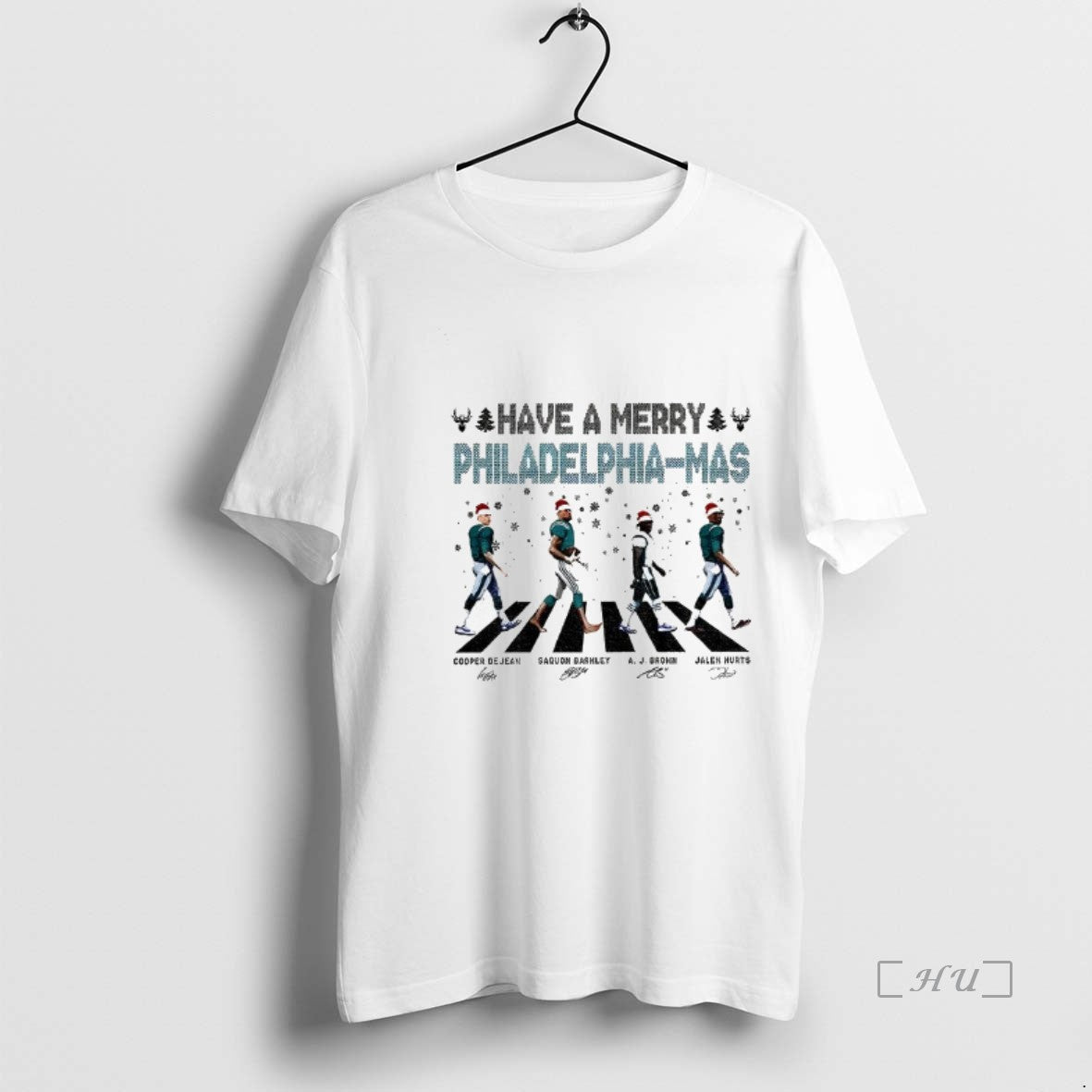 Trending Have A Merry Philadelphia Football Jalen Hurts Saquon Barkley Abbey Road Signature Premium T-Shirts, Hoodie,...