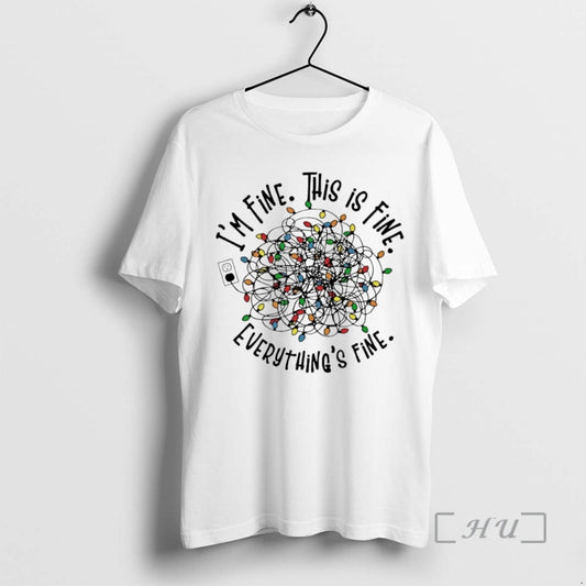 Trending Im Fine This Is Fine Everything Is Fine Christmas Lights Circle Premium T Shirts Hoodie, Sweatshirt | WearSparks.com