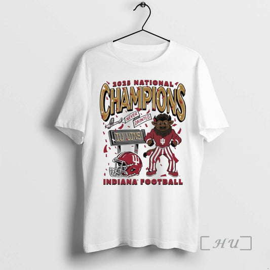 Trending Indiana Football 2025 Cfp National Champions Never Daunted Iu Wins Bison Premium T Shirts Hoodie, Sweatshirt