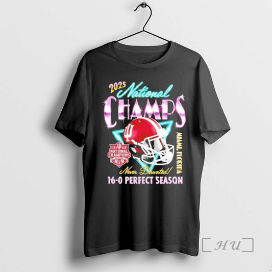 Trending Indiana Football 2025 National Champs Helmet 16 0 Perfect Season Premium T Shirts Sweater Hoodie, Sweatshirt