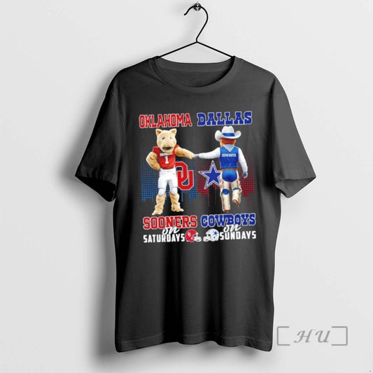 Trending Mascots Oklahoma Sooners On Saturdays X Dallas Cowboys On Sundays Skyline Premium T Shirts Hoodie, Sweatshirt