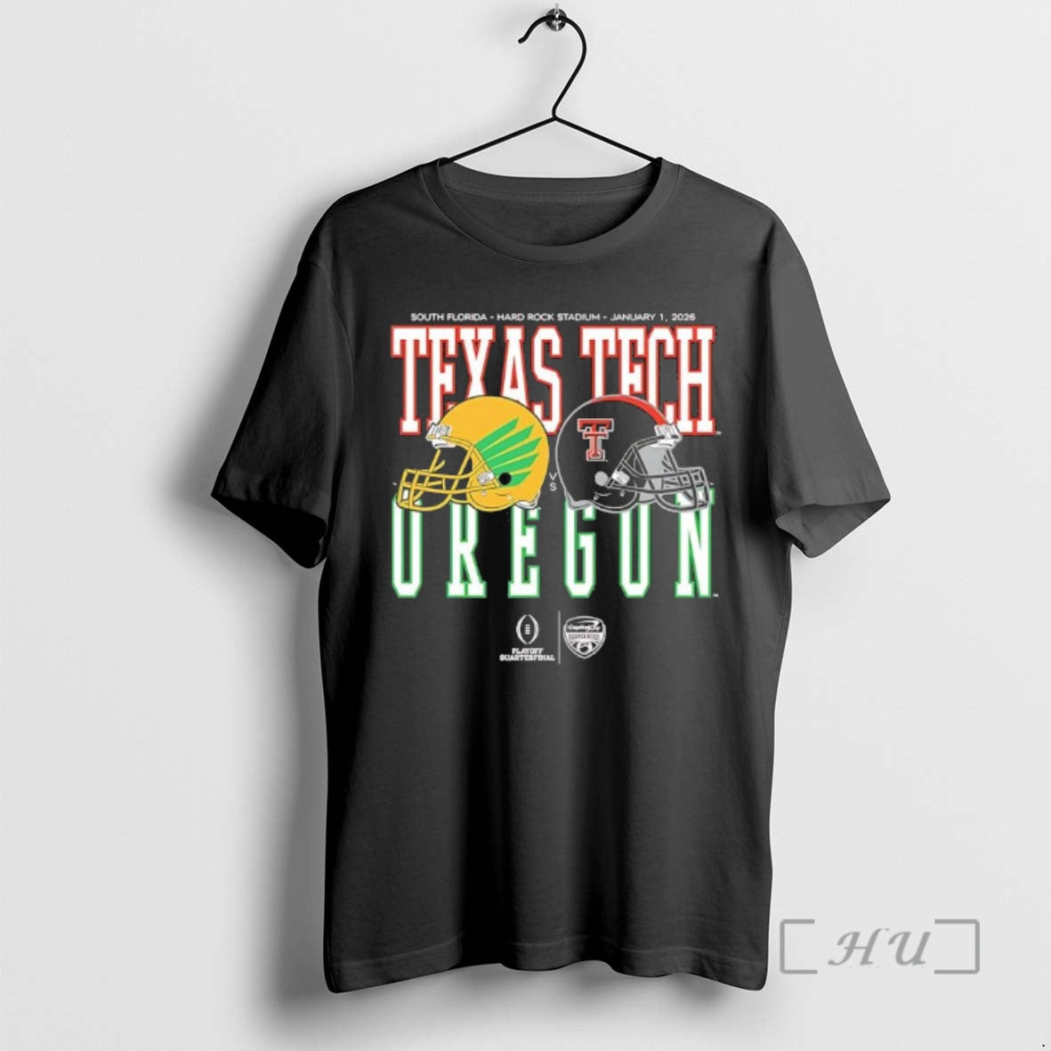 Trending Oregon Vs Texas Tech 2026 Capital One Orange Bowl Helmet Matchup Premium T Shirts Hoodie, Sweatshirt