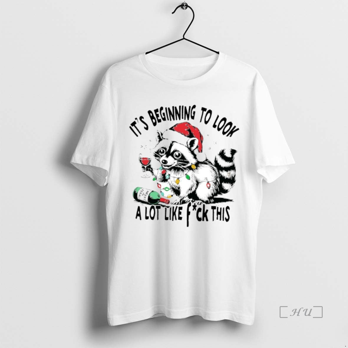 Trending Raccoon Christmas Lights Its Beginning To Look A Lot Like Fuck This Premium T-Shirts, Hoodie, Sweatshirt