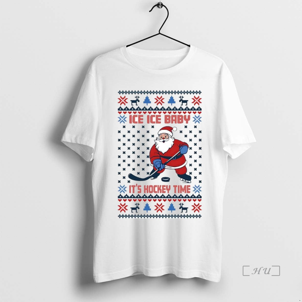 Trending Santa Ice Ice Baby Its Hockey Time Ugly Christmas T-Shirts, Hoodie, Sweatshirt | WearSparks.com