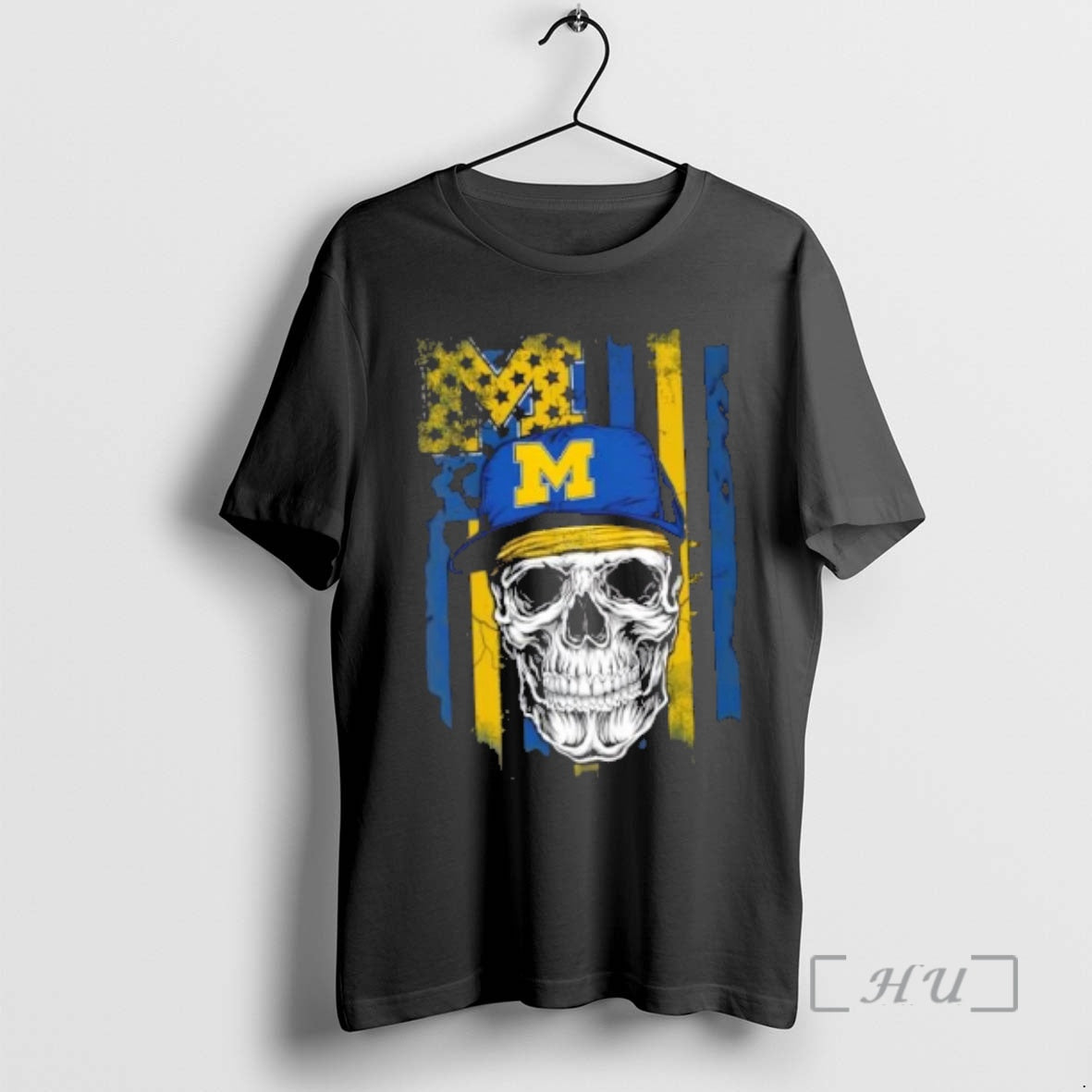 Trending Skull Wearing A Cap Michigan Wolverines Us Flag T-Shirts, Hoodie, Sweatshirt | WearSparks.com