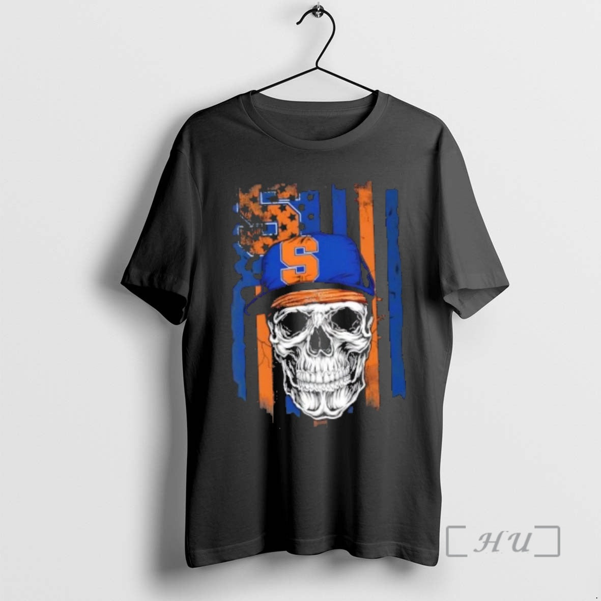 Trending Skull Wearing A Cap Syracuse Orange Us Flag T-Shirts, Hoodie, Sweatshirt | WearSparks.com