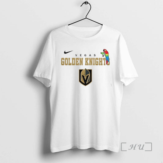 Trending Vegas Golden Knights X Jimmy Buffett Parrot Mascot Double Sided Graphic Premium T Shirts Hoodie, Sweatshirt
