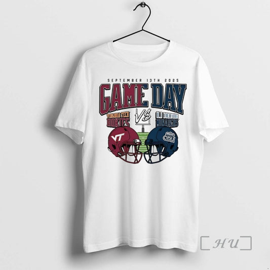 Trending Virginia Tech Hokies Vs Old Dominion Monarchs 2025 Gameday Helmet Matchup Premium T Shirts Hoodie, Sweatshirt