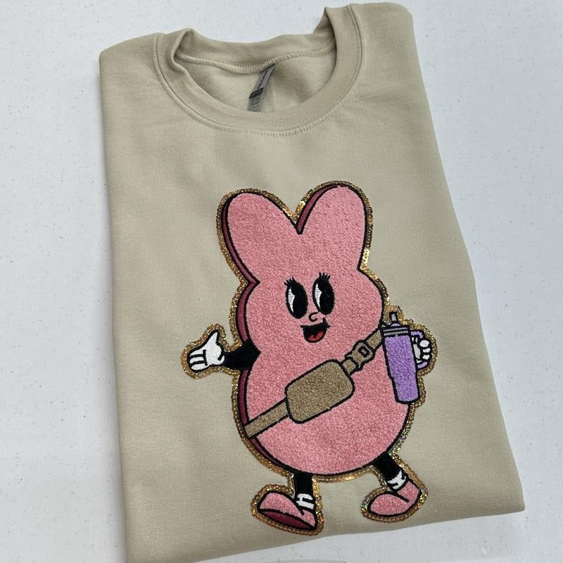 Trendy Bunny Chenille Patch Sweatshirt T-Shirts, Hoodie | WearSparks.com