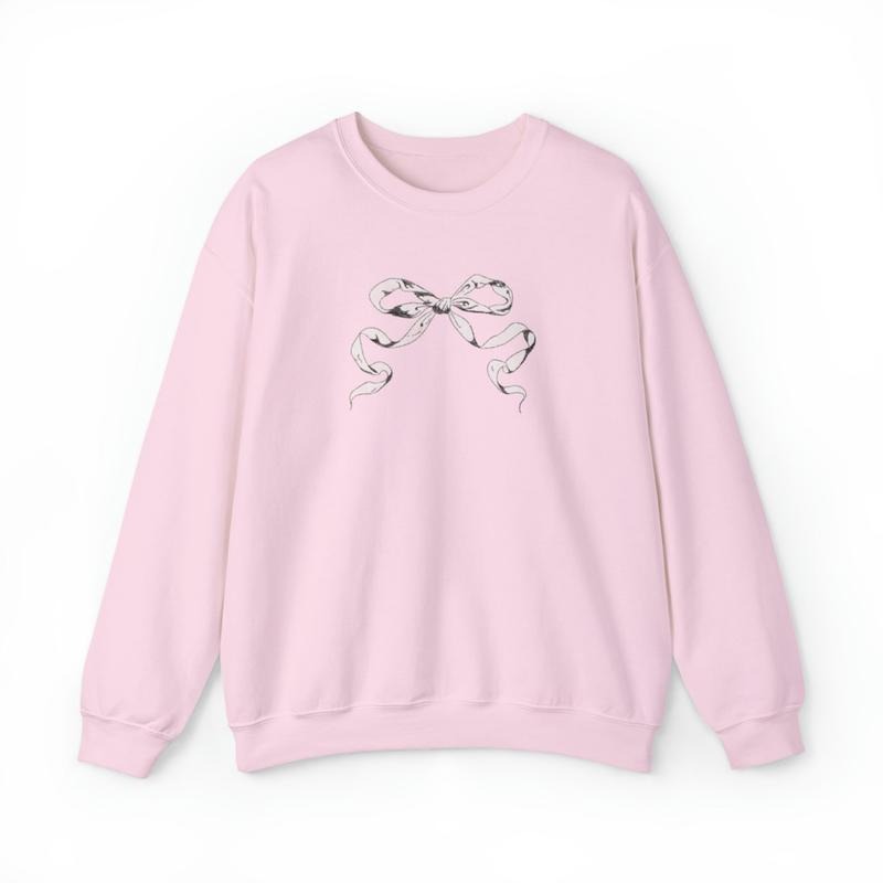Trendy Ribbon Sweatshirt, Pink Coquette Sweatshirt, Aesthetic Shirt, Coquette Shirt, Bow Sweatshirt, Ribbon Valentine...