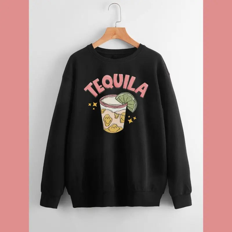 Trendy Tequila Sweatshirt - 4 Color Options - Trippy Tequila Lover Crewneck Hoodie T-Shirts | WearSparks.com