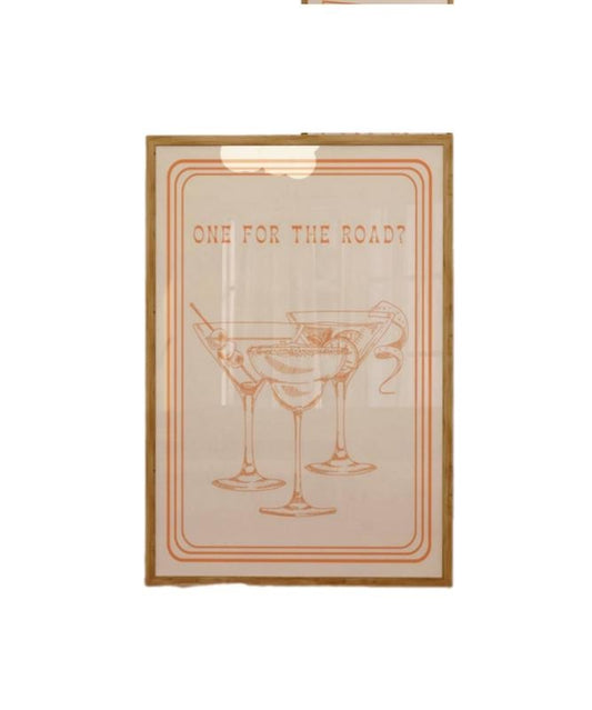 Trendy Wall Art Print, Orange Retro Poster, One For The Road Bar Cart, Modern Illustration Poster, At Home Decor Art,...