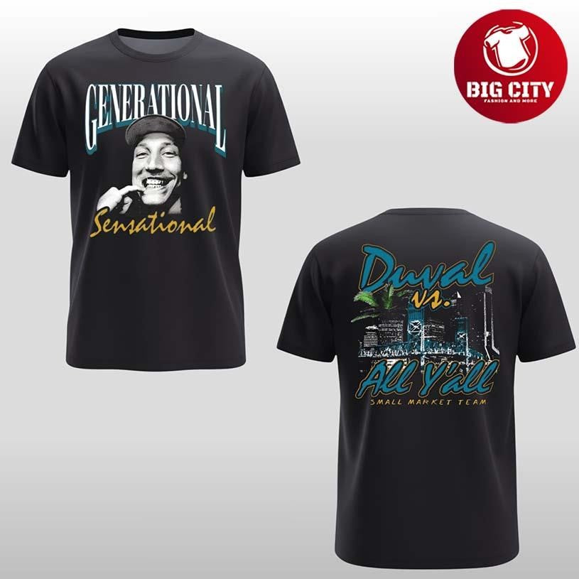 Trevor Lawrence Generational Sensational Duval Vs All Y’all Smart Market Two Sided Shirt