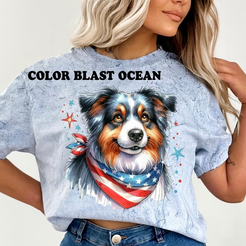 Tri Aussie Patriotic Dog Shirt ~ Unisex Apparel Relaxed Fit Printed In The USA Clothing Womenswear Casual Comfort Cotton...