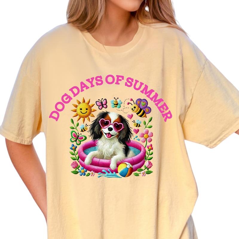 Tri Color Cavalier Dog Days of Summer Shirt ~ Unisex Apparel Relaxed Fit Printed In The USA Clothing Womenswear Casual...