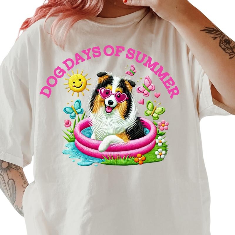 Tri Color Rough Collie Dog Days of Summer Shirt ~ Unisex Apparel Relaxed Fit Printed In The USA Clothing Womenswear...