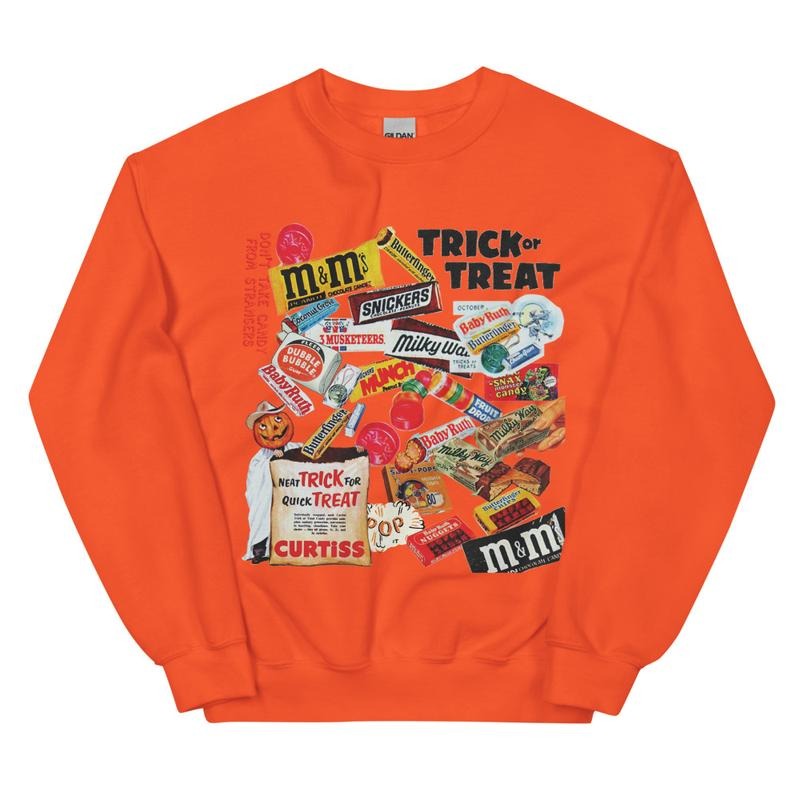 Trick or Treat Candy Sweatshirt, Vintage Halloween Sweatshirt, vintage style sweatshirt, Halloween tok, t-shirts, retro...