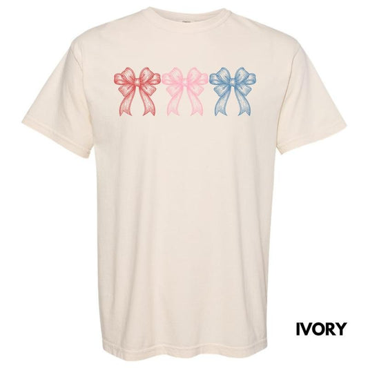Triple Colorful Bows Comfort Colors T-Shirt 'NLB' Hoodie, Sweatshirt | WearSparks.com