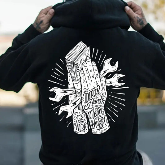 Troll Co Work Hard Dirty Hands Clean Money T-shirt Sweatshirt Hoodie, Trending Mechanic Unisex Shirt, Back Side Printed...