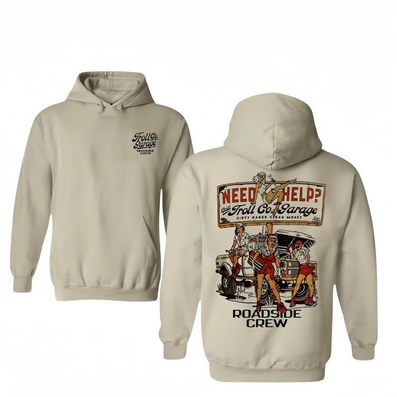 Troll Co. Roadside Hoodie/T-Shirt for Men, Hunting Outdoors T-Shirt, Casual Half Sleeve Round Neck